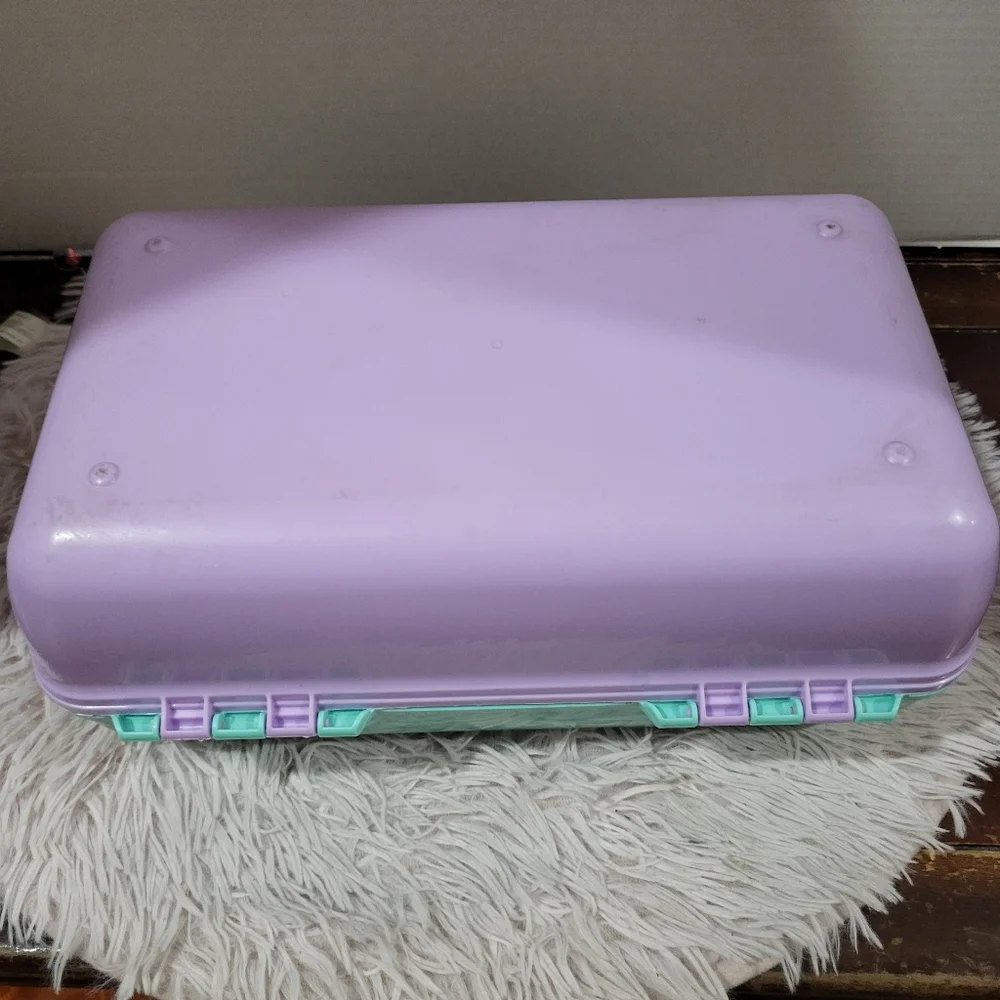 Vintage 90’s Caboodles of California Teal & Purple Makeup Box Case